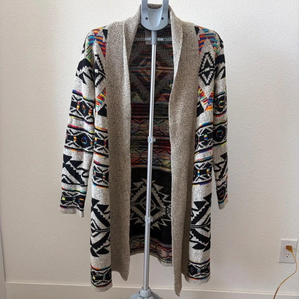 Northern‎ Angel Cardigan Women L Multicolor Southwestern Aztec Longline